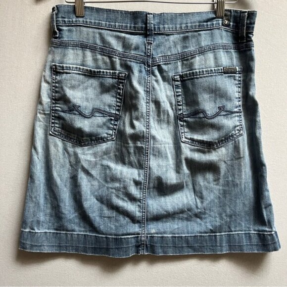 For all 7 mankind distressed Denim mini Skirt Sz 31 - Picture 4 of 8